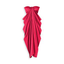 Vestido largo de mujer satinado rosa - "Afrodita"
