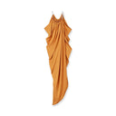 Vestido largo drapeado de mujer amarillo - "Perséphone"