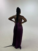 Women's long purple satin jumpsuit - "Harmonia"
