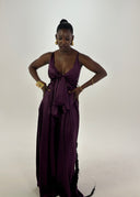 Women's long purple satin jumpsuit - "Harmonia"