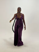Women's long purple satin jumpsuit - "Harmonia"
