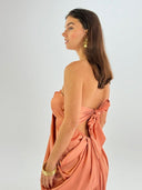 Women's long peach satin dress - "Eris"