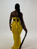Long yellow satin dress for women - 'Hera'