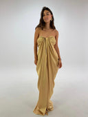 Women's long satin champagne dress - "Athena"