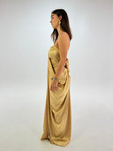 Women's long satin champagne dress - "Athena"