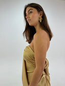 Women's long satin champagne dress - "Athena"