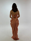 Women's long peach satin dress - "Eris"