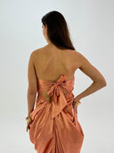 Women's long peach satin dress - "Eris"