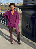 Pull femme en Alpaga - "Purple Orchid" Cardigan EVENCES 